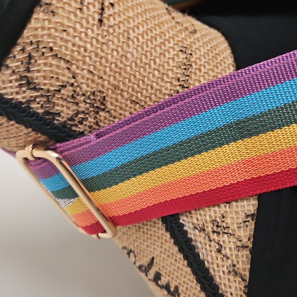 Rainbow Stripe with Silver Glitter Star Bag Strap. - Picture 8 of 9